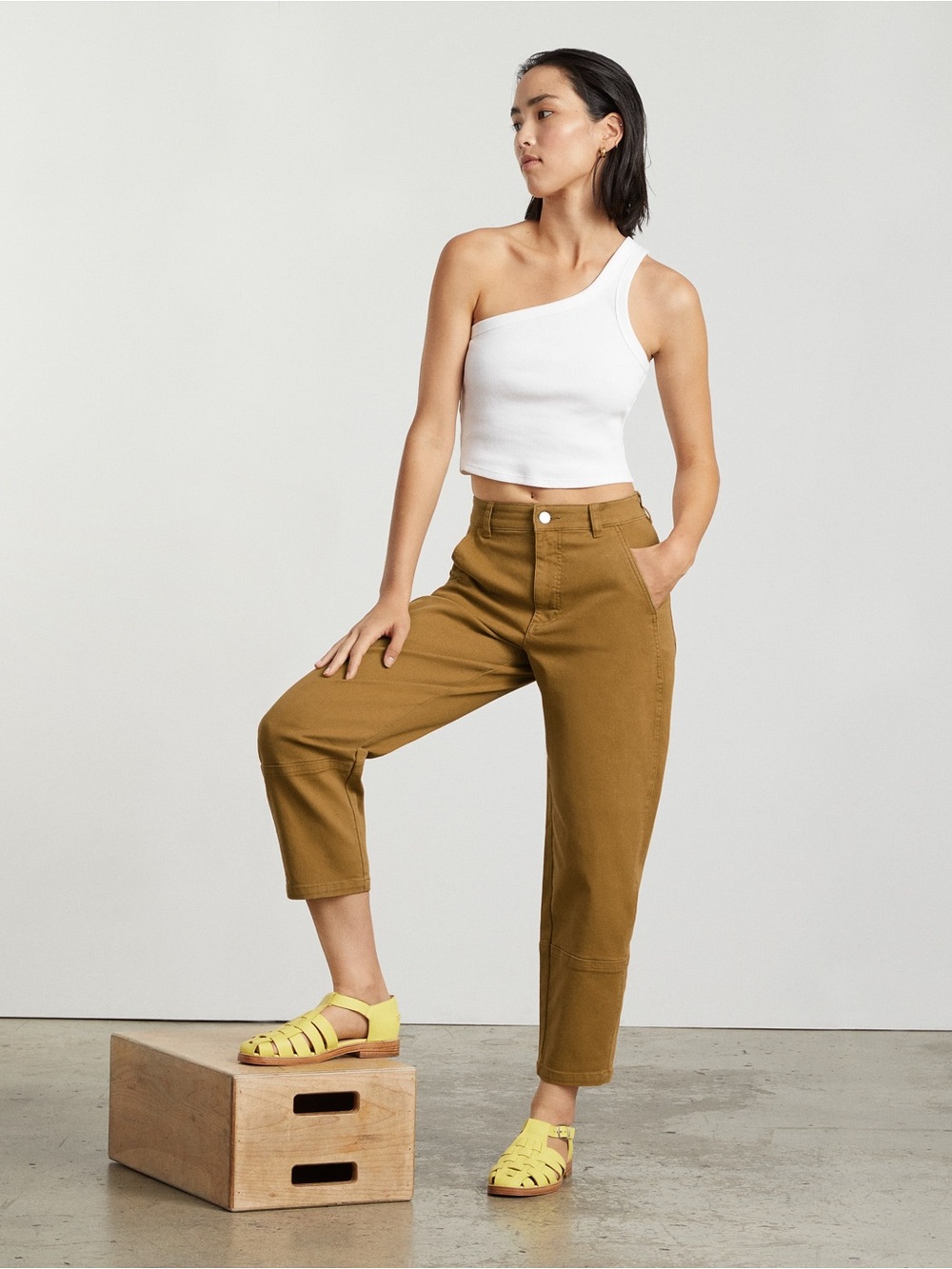 Everlane warm khaki, camel barrel Cropped Pants